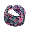 Fascia per capelli con nodo floreale, motivi rosa e verdi in morbido tessuto elastico - FD080 Piccoli Fiori 5#