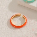 Chic open ring with orange enamel coating and sparkling zircon stones in gold finish - Watermelon Red
