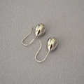 Orecchini a goccia d'argento lucido con design minimalista ed elegante da donna - Ottone placcato platino / Oro Bianco