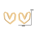 Minimalistische goldene Herz-Ohrstecker in 8mm Größe auf weißem Hintergrund für Damen - Hohlherz Umriss (299 Gold)