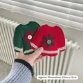 Mini Christmas sweater ornament with snowflake embroidery, red and green style, 12x12cm size - Christmas Green Sweater Ornament