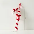 34cm red and white glitter candy cane Christmas ornament with velvet ribbon bow decoration - 34cm Red Candy Cane