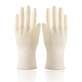 Durable off-white latex cleaning gloves with embossed rose patterns and non-slip fingertips - Rice White (Latex)