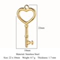 Gouden hartvormige sleutelhanger van roestvrij staal, 22x10mm, Frans vintage design - Hart Sleutel Stijl (VC740) / Goud