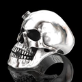Punk style silver skull ring with industrial bolt detail on polished stainless steel - US 6 / Bolt Industrial Skull Silver (AJZ391XS)