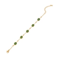 Elegante bracciale dorato con cinque pietre ovali verde smeraldo e catena regolabile - 2# Bracciale con Pietra Verde
