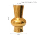 Large golden modern ceramic art vase with electroplated mirror finish for home decor - Large Gold Vase