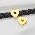 DIY golden heart charm accessory with cutout design for 8mm leather wristbands - Gold Polished Heart / 8mm (Inner Diameter)