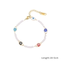 Golden stainless steel evil eye bracelet with colorful resin beads and white pearls - Pearl Evil Eye Style / Gold