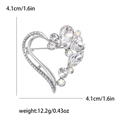 Élégante broche cœur argentée avec strass et cristaux arc-en-ciel de 4,1 cm de diamètre - Argenté