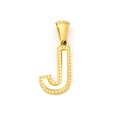 Elegant 18K gold plated letter J necklace pendant with white enamel and milgrain detail - Letter J (Single Pendant)