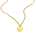 18K gold plated stainless steel heart necklace featuring a sparkling purple zircon stone - March/Aquamarine Blue