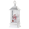 Farol de Navidad plateado con figura de muñeco de nieve y lentejuelas plateadas - Plata Muñeco de Nieve