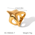 Close-up of 18K gold plated stainless steel starfish ring with detailed texture - Starfish Design Simple Crushed Stone Style (HC-R30316-7)