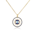 Goldene Halskette mit blauem Evil Eye Anhänger und strahlenden Kristallsteinen - Weißes Böses Auge