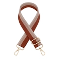 Adjustable wide canvas shoulder strap with brown and beige stripes and gold metal buckles - Brown Strap Gold Buckle