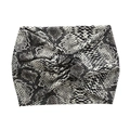 Wide elastic yoga headband featuring a grey snake print pattern with a stylish twist knot - Grey Snake Print