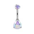 Piercing ombelico in titanio G23 con pietre AB iridescenti a goccia e tonde - Zirconia Colore AB