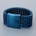 Men's wide square mesh scale chain bracelet in blue vacuum plated titanium steel - Blue (KB182949-KFC)
