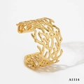 Bracciale rigido traforato in acciaio inossidabile dorato con design a rami organici - Bracciale Rigido Oro (A1114)