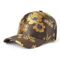 Casquette de baseball pour femme avec broderies florales vintage et tissu satiné marron - Réglable / café