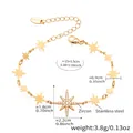 Detailansicht des goldenen Sternarmbands mit Karabinerverschluss und S.Steel-Stempel - Gold Stern Zirkon Armband (E146) / 15+5cm