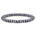 Faceted grey hematite gemstone beaded bracelet with a metallic polished finish - 6mm Faceted