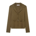 Conjunto de cárdigan y falda de punto verde oliva con cinturón y botones - S / Top Verde Oliva