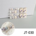 Detailed sheet of 3D gold-stamped toe nail stickers with purple marble and glitter patterns - Purple White Marble Gold Decor Sequin (JT-030)