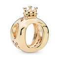 Luxury gold crown charm bead with polished finish for DIY charm bracelets - 033-Crown Ring