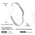 Polished wavy stainless steel open bangle with waterproof and hypoallergenic features - Silver Wave Open Bracelet