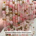 Polished synthetic watermelon skin crystal round beads for DIY jewelry making - 4mm / Synthetic Watermelon Skin Crystal