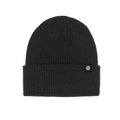 Classic black knitted beanie with cuffed brim and minimalist logo patch for winter - Single Beanie - Black