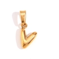 Polished 18K gold plated stainless steel letter V bubble pendant for DIY jewelry - Gold-V