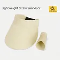 Beige woven straw sun visor with wide brim and foldable design for summer protection - Beige (8222)