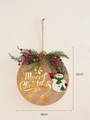 30cm wooden Merry Christmas door sign with snowman illustration and gold snowflakes - Merry Christmas Snowman Model