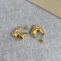 Modern irregular liquid gold earrings in 18K plated stainless steel with stud backs - Irregular Liquid Gold Style / Gold