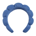 Blue puffy sponge headband in soft plush fabric for a high-volume hair look - Dark Blue Terry Headband
