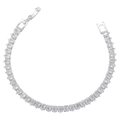 Detailed close-up of a silver bracelet featuring pear-cut cubic zirconia and a secure clasp - Platinum White Zirconia