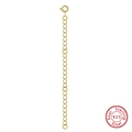 Macro detail of S925 sterling silver gold extension chain with spring clasp closure - 8cm / 14K Gold 8cm