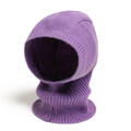 Close-up of purple knitted balaclava showing ribbed texture and warm head covering detail - Purple
