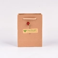 Brown kraft paper gift bag with red fabric rose decoration and mini greeting tag - Bag 9x12x5cm