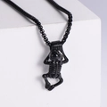 Pendaglio a scheletro in acciaio inossidabile nero con catena box stile gotico - Nero (con catena)