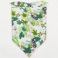 Close-up of tropical leaf pattern and yellow stitching on this cotton pet bandana - L / Pattern 10/Dark Green Berries