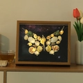 Handmade wooden frame night light featuring shell butterfly art with LED lighting - Natural Wood Color Butterfly-shaped Photo Frame + Starry Sky Paper (includes Seashells Pearls Alcohol Glue And String Lights) / 8-inch Hollow 3cm