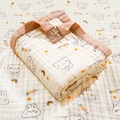 Soft 6-layer cotton gauze baby blanket with sweet bear print and orange stars - 4-Layer 110*110cm / Wide Edge-Rainbow Star Rabbit