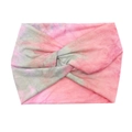 Pink and grey tie-dye wide knotted headband in soft knit fabric for women - Pink Grey Tie-Dye