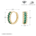 Detailed size and material diagram of 925 silver earrings with green zircon stones - 925 Silver / 925 Silver Gold Plated - Green