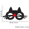 Sparkly black cat felt glasses for Halloween party with red pom nose and whiskers - Halloween Cat Glitter