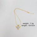 Gold evil eye necklace with triangle pendant and white zircon inlay, length 43+5cm - Triangle Eye Necklace